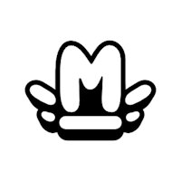 a black and white logo with the letter m
